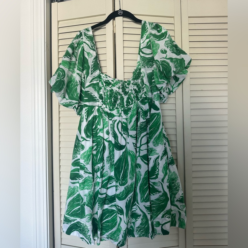 Maeve Green Leaf Print Dress